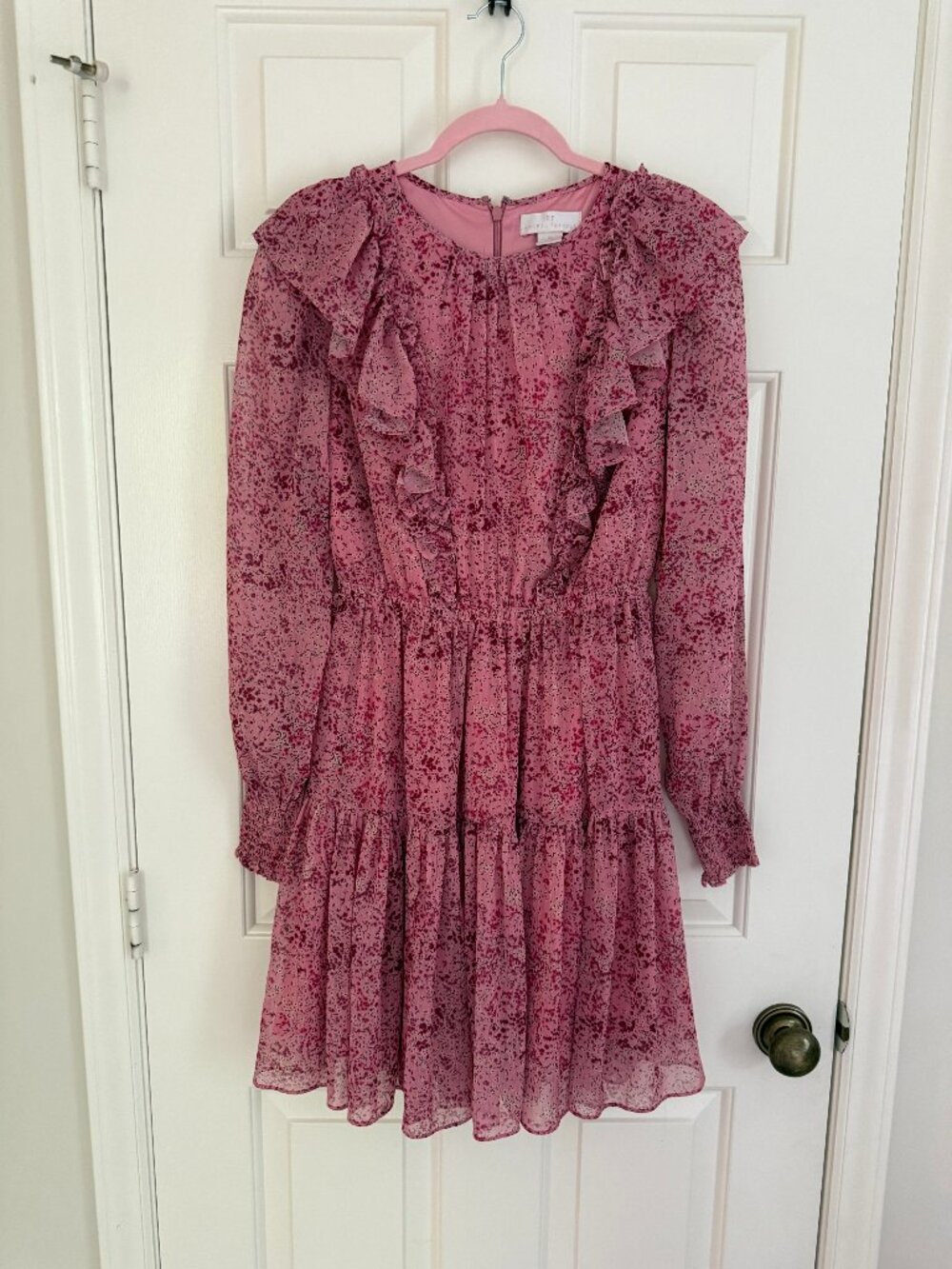 Rachel Parcell pink floral ruffle dress size XS